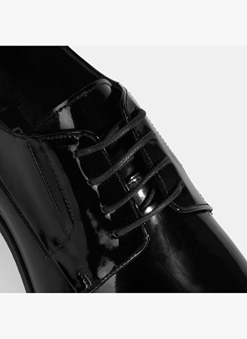 Therese Siyah Erkek Bağcıklı Rugan Klasik Ayakkabı - Görsel 7