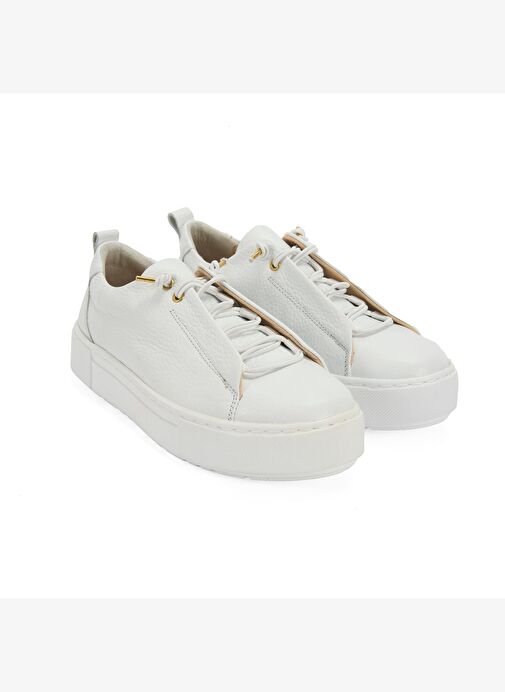 Kadın Beyaz Deri Sneaker - Görsel 3