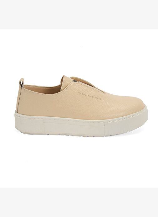 Kadın Bej Deri Günlük Ayakkabı - Görsel 2