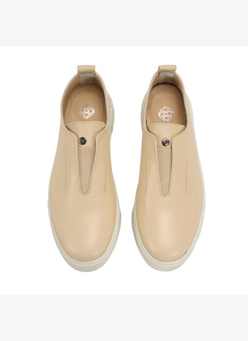 Kadın Bej Deri Günlük Ayakkabı - Görsel 7