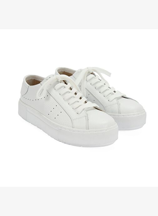 Kadın Beyaz Deri Spor Ayakkabı - Görsel 3