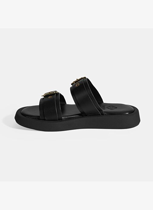 Kadın Siyah Toka Detaylı Deri Terlik - Görsel 4