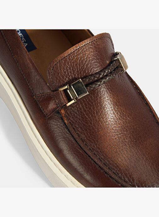 Erkek Taba Toka Aksesuarlı Deri Loafer - Görsel 7