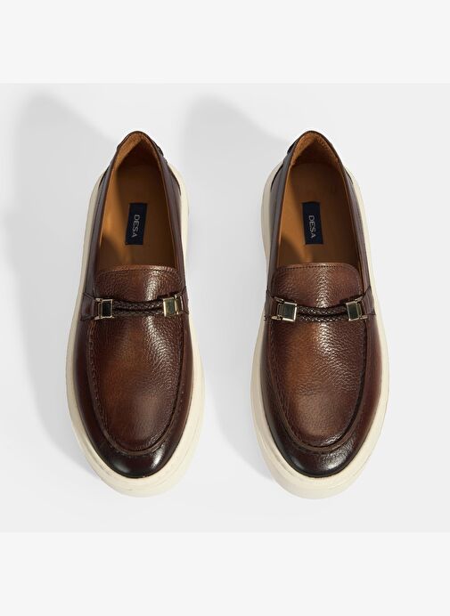 Erkek Taba Toka Aksesuarlı Deri Loafer - Görsel 8