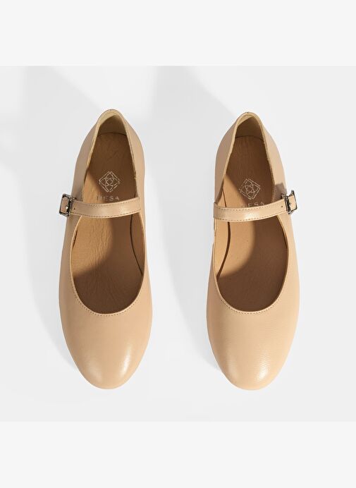 Kadın Ten Deri Mary Jane Babet - Görsel 9