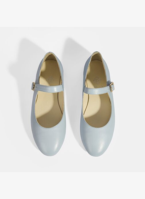 Kadın Mavi Deri Mary Jane Babet - Görsel 8