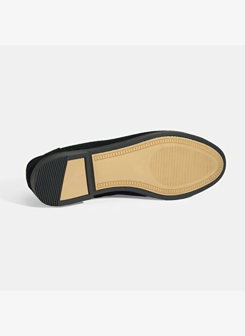 Kadın Siyah Kilit Aksesuarlı Slip-On Süet Loafer - Görsel 5