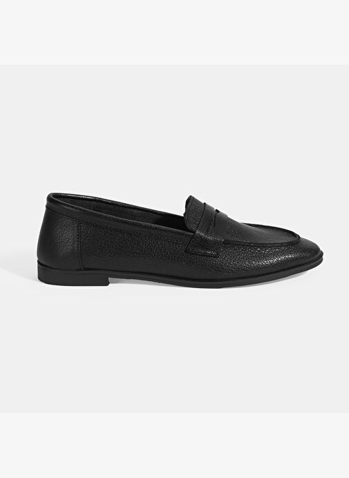 Kadın Siyah Slip-On Deri Loafer - Görsel 2