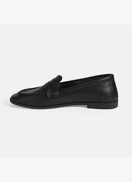 Kadın Siyah Slip-On Deri Loafer - Görsel 4