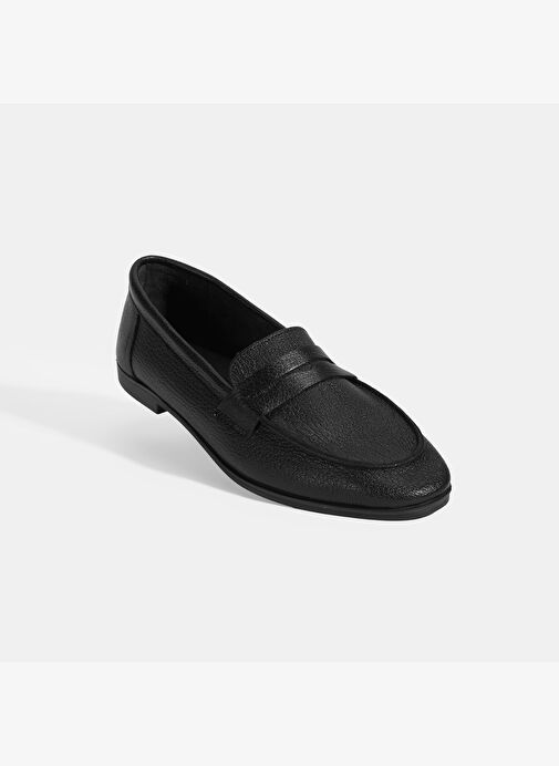 Kadın Siyah Slip-On Deri Loafer - Görsel 6