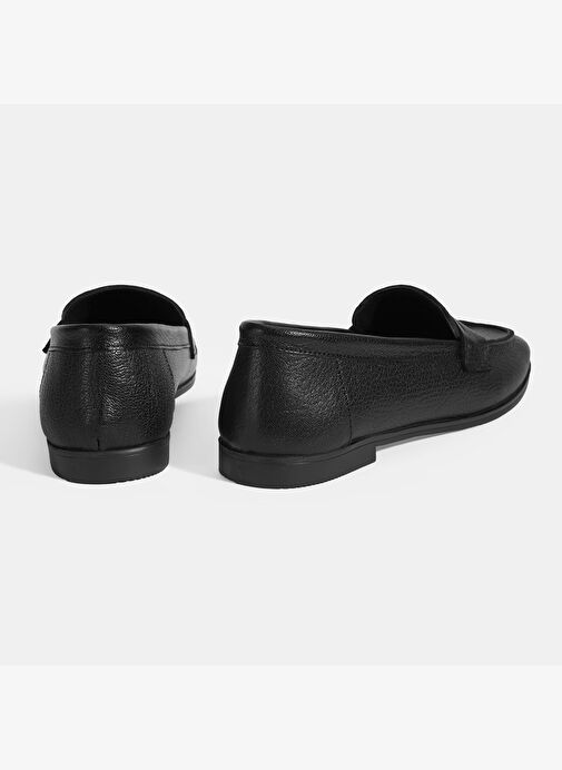 Kadın Siyah Slip-On Deri Loafer - Görsel 7