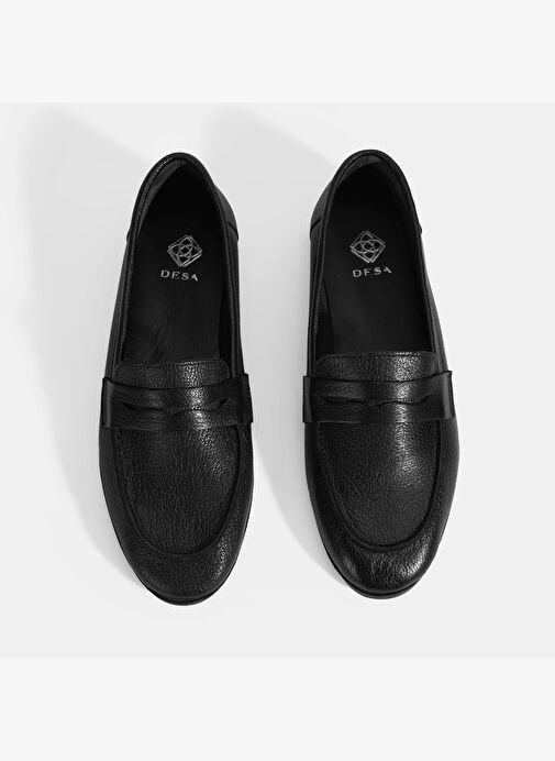 Kadın Siyah Slip-On Deri Loafer - Görsel 8