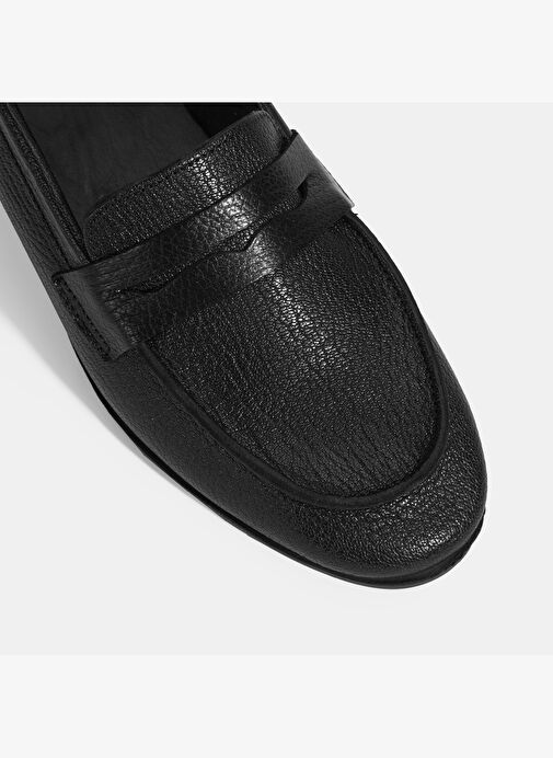 Kadın Siyah Slip-On Deri Loafer - Görsel 9