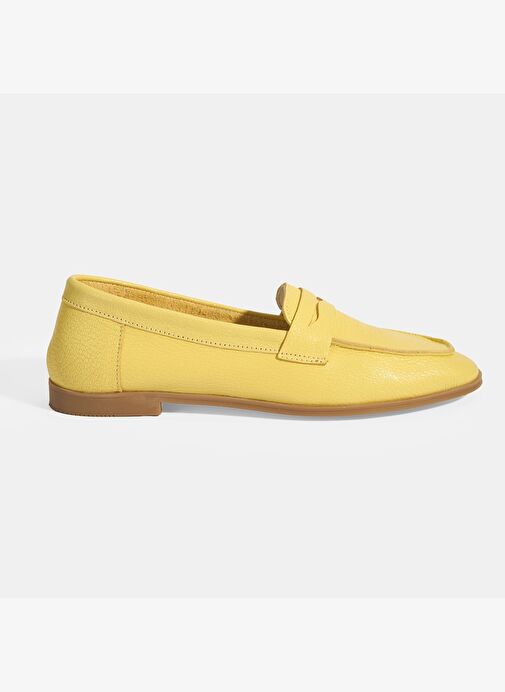 Kadın Sarı Slip-On Deri Loafer - Görsel 2