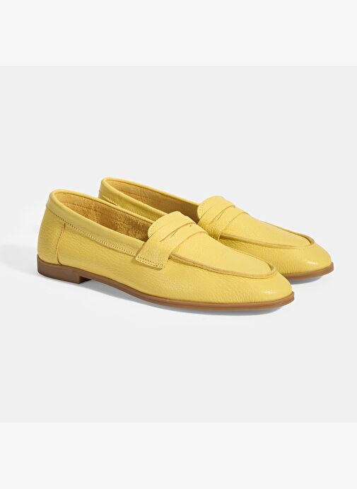 Kadın Sarı Slip-On Deri Loafer - Görsel 3