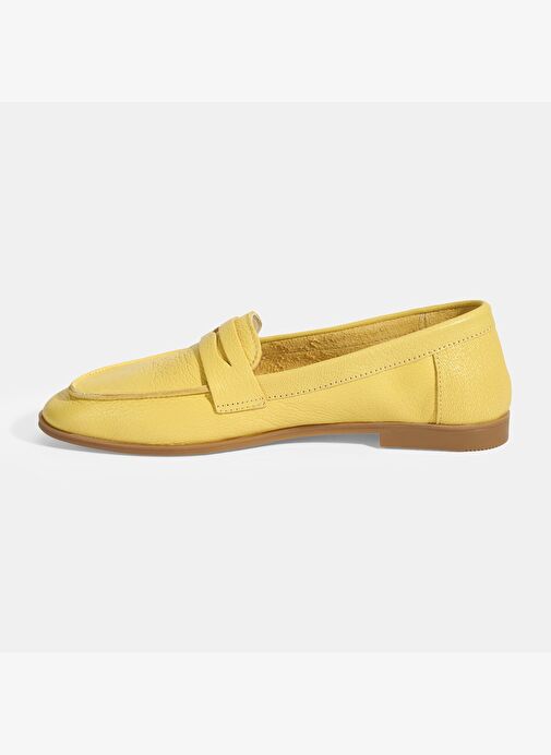 Kadın Sarı Slip-On Deri Loafer - Görsel 4