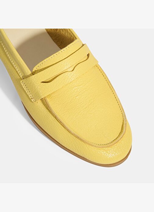 Kadın Sarı Slip-On Deri Loafer - Görsel 6