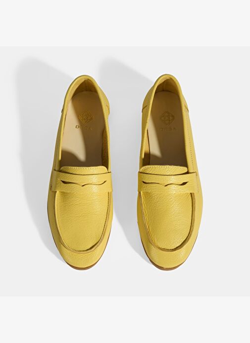 Kadın Sarı Slip-On Deri Loafer - Görsel 7