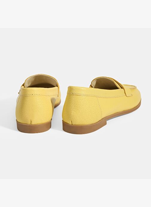 Kadın Sarı Slip-On Deri Loafer - Görsel 8