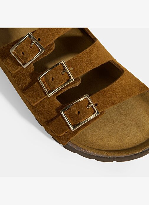 Taba Kadın Toka Detaylı Süet Terlik - Görsel 9