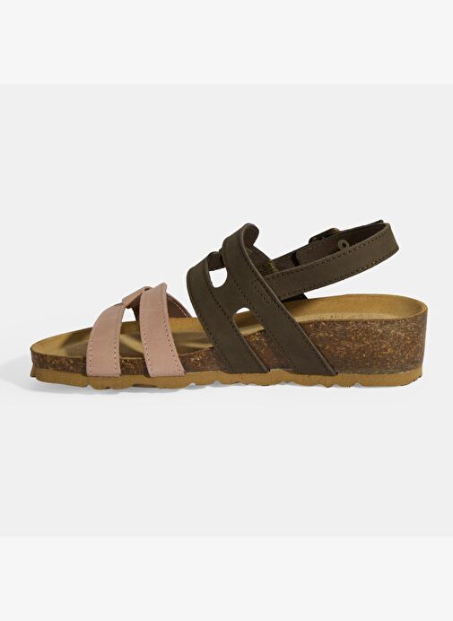 Kadın Kahve Toka Detaylı Deri Sandalet - Görsel 4