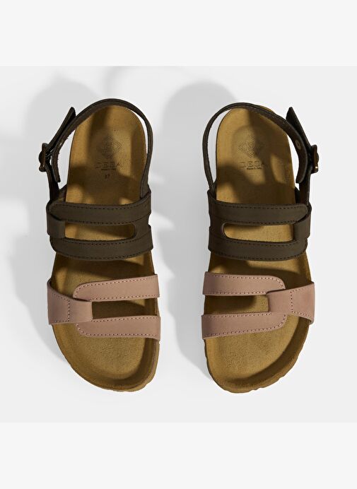Kadın Kahve Toka Detaylı Deri Sandalet - Görsel 9