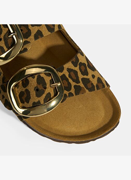 Leopar Kadın Toka Detaylı Süet Terlik - Görsel 8