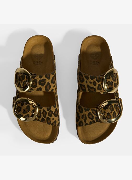 Leopar Kadın Toka Detaylı Süet Terlik - Görsel 9