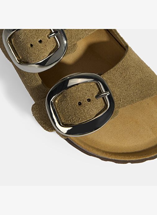 Vizon Kadın Toka Detaylı Süet Terlik - Görsel 7