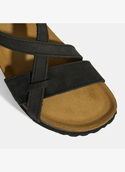 Siyah Kadın Toka Detaylı Süet Sandalet - Görsel 6