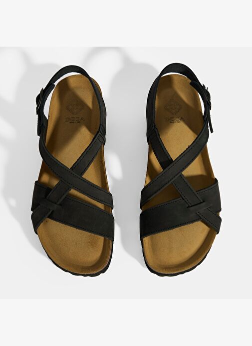 Siyah Kadın Toka Detaylı Süet Sandalet - Görsel 7