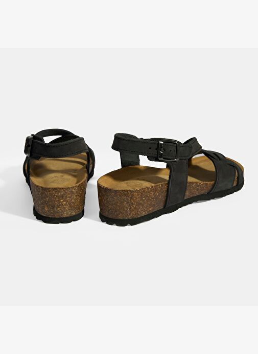 Siyah Kadın Toka Detaylı Süet Sandalet - Görsel 8