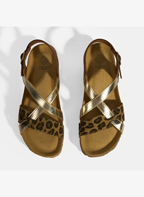 Leopar Kadın Toka Detaylı Nubuk Sandalet - Görsel 7