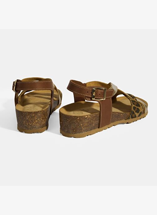 Leopar Kadın Toka Detaylı Nubuk Sandalet - Görsel 8