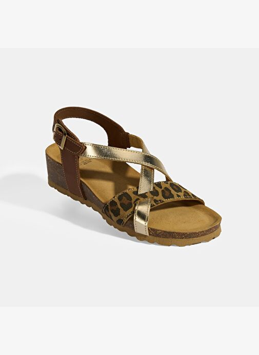 Leopar Kadın Toka Detaylı Nubuk Sandalet - Görsel 9