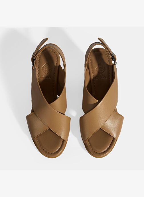 Kadın Kahve Toka Detaylı Deri Sandalet - Görsel 8
