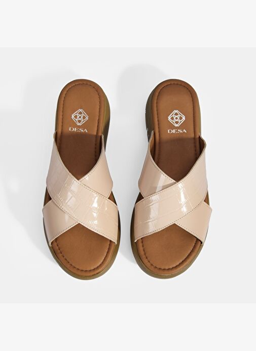 Kadın Pudra Dolgu Topuklu Deri Terlik - Görsel 6