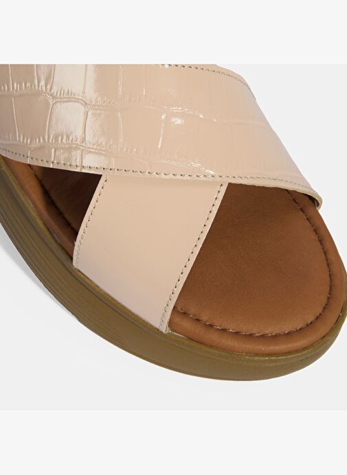 Kadın Pudra Dolgu Topuklu Deri Terlik - Görsel 7