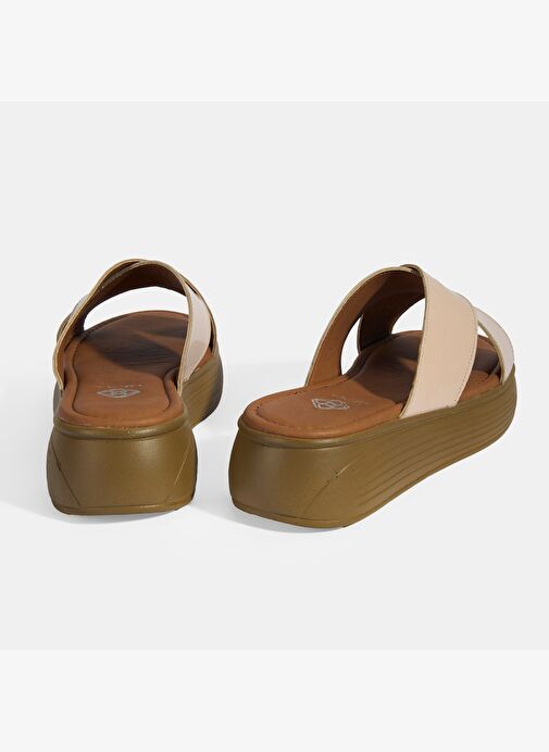 Kadın Pudra Dolgu Topuklu Deri Terlik - Görsel 8