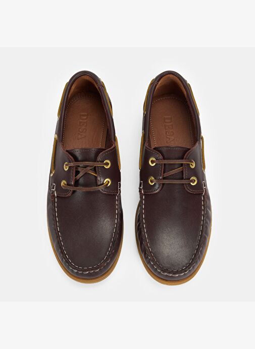 Erkek Kahve Deri Tekne Günlük Ayakkabı - Görsel 7