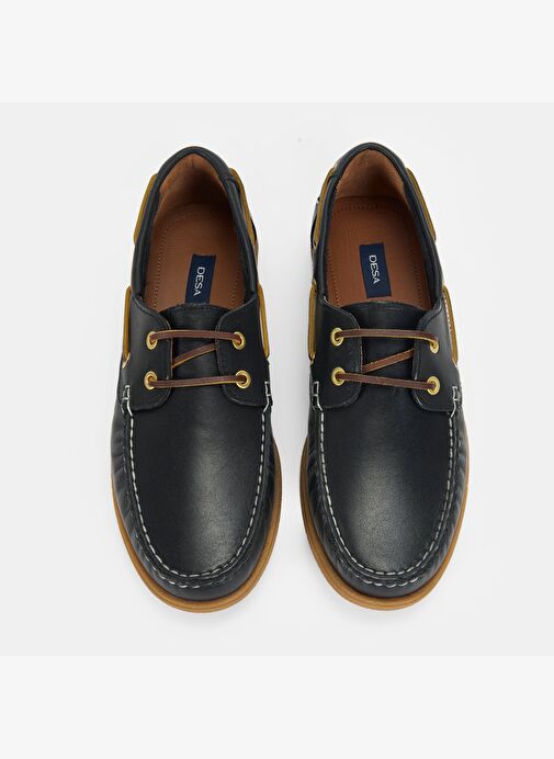 Leminna Siyah Erkek Deri Tekne Günlük Ayakkabı - Görsel 8