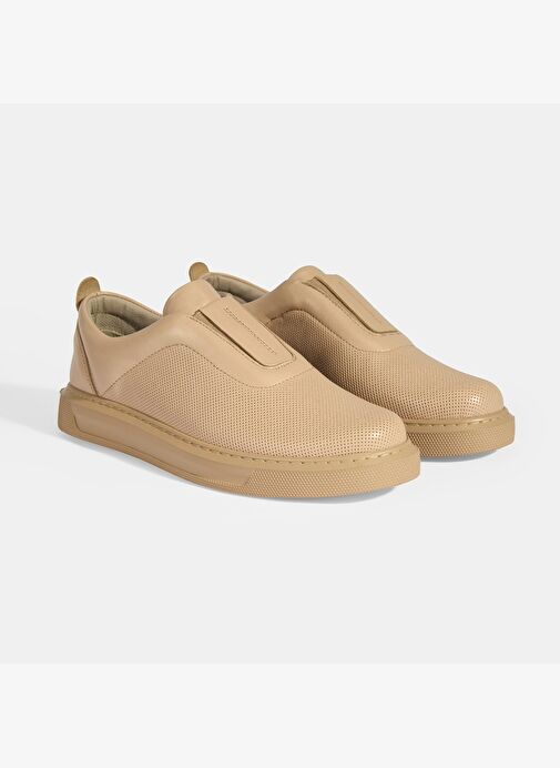 Kadın Bej Deri Günlük Ayakkabı - Görsel 2