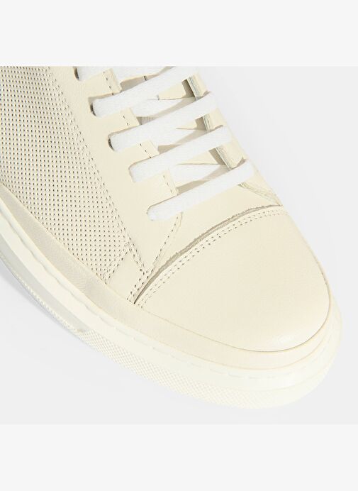 Kadın Beyaz Deri Bağcıklı Spor Ayakkabı - Görsel 7