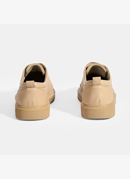 Kadın Bej Deri Bağcıklı Spor Ayakkabı - Görsel 8
