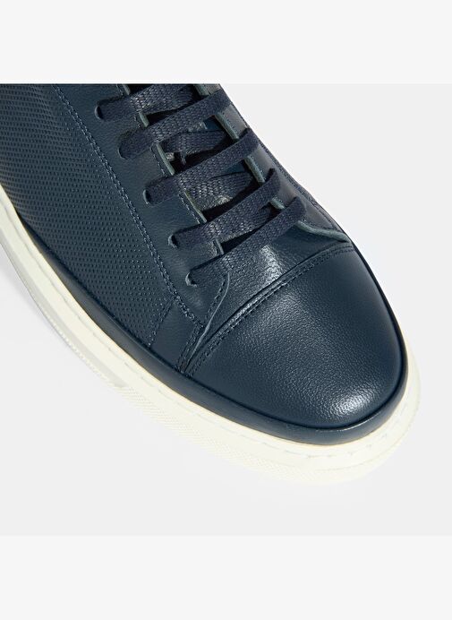 Kadın Lacivert Deri Bağcıklı Spor Ayakkabı - Görsel 6