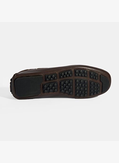 Erkek Kahve Bağcık Detaylı Slip-On Deri Loafer - Görsel 5