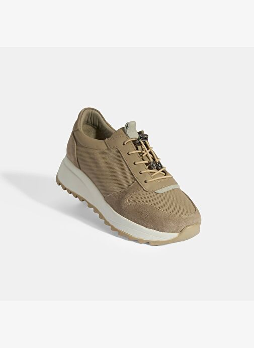 Kadın Vizon Bağcıklı Deri Detaylı Spor Ayakkabı - Görsel 6