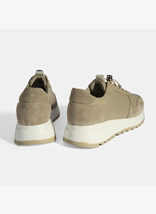 Kadın Vizon Bağcıklı Deri Detaylı Spor Ayakkabı - Görsel 9