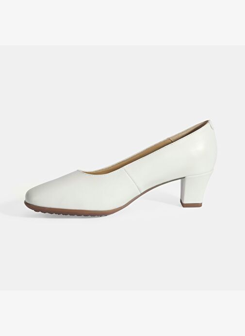 Kadın Beyaz DesaComfort Deri Klasik Topuklu Ayakkabı - Görsel 4
