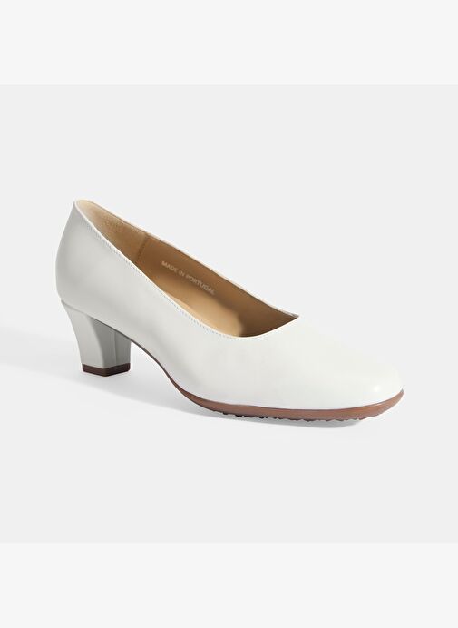 Kadın Beyaz DesaComfort Deri Klasik Topuklu Ayakkabı - Görsel 6